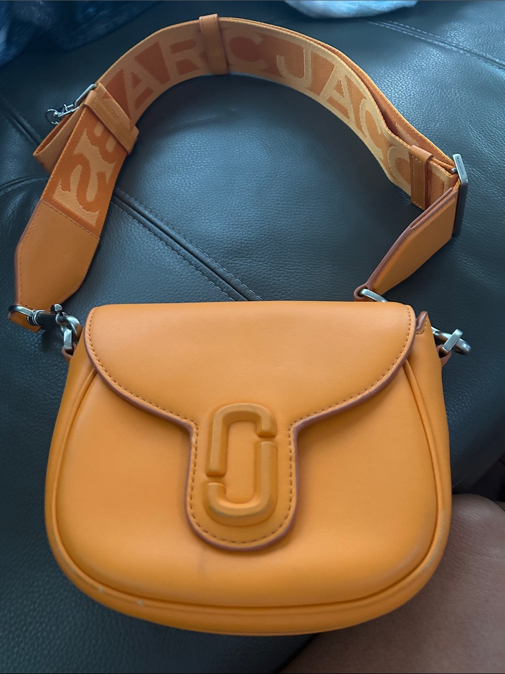 Marc Jacobs Orange Leather Crossbody with Branded Strap